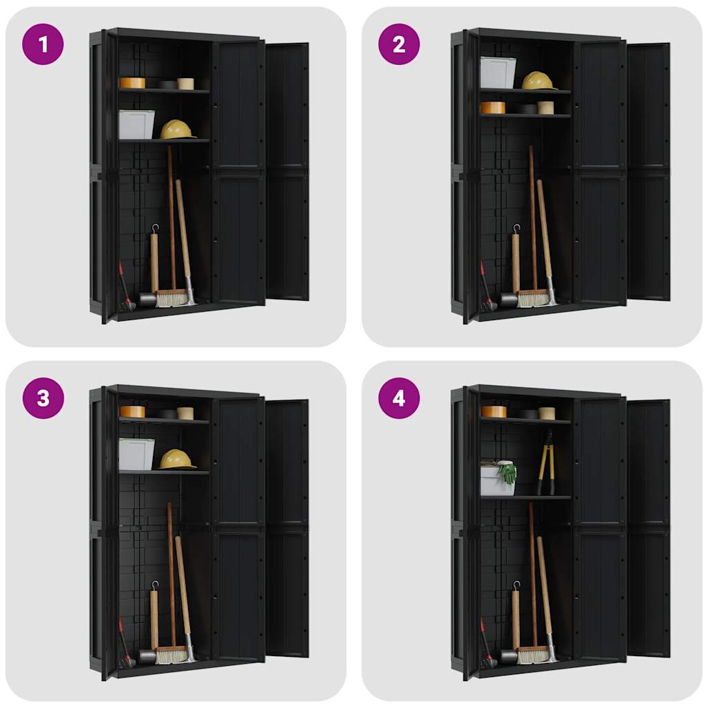 vidaXL Outdoor Storage Cabinet Black 97x37x165 cm PP
