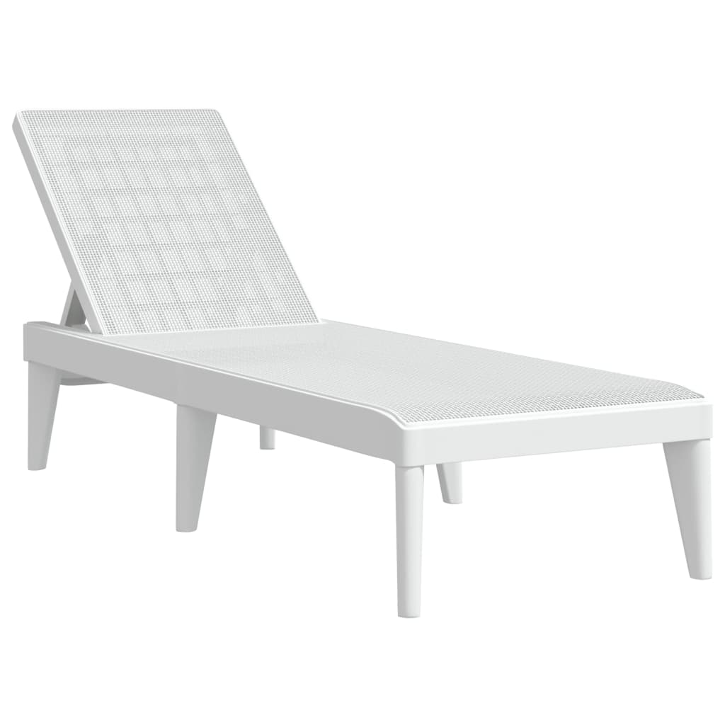 vidaXL Sun Lounger | White | 100% Polypropylene | Standard | Height-Adjustable