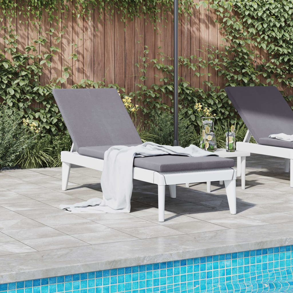 vidaXL Sun Lounger | White | 100% Polypropylene | Standard | Height-Adjustable