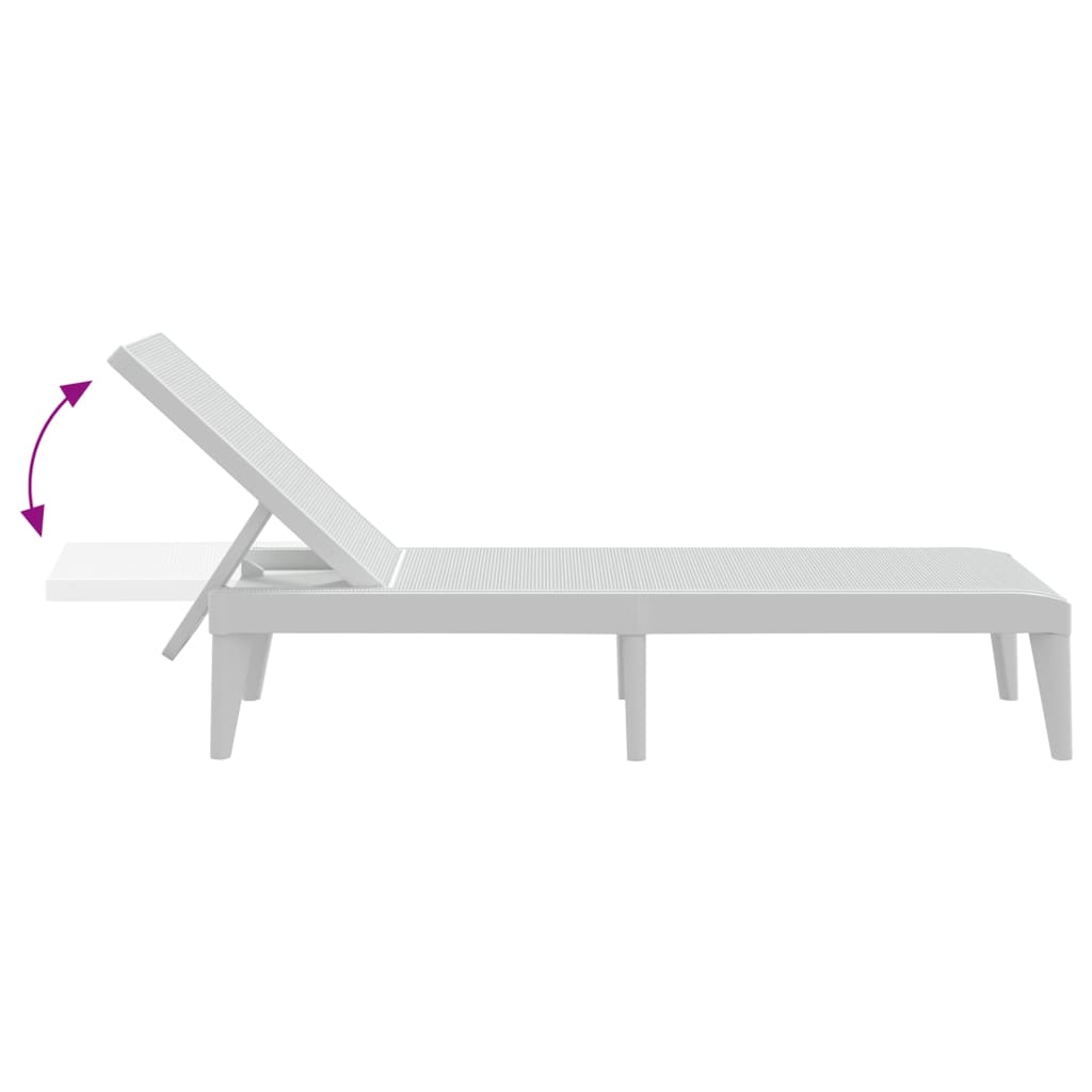 vidaXL Sun Lounger | White | 100% Polypropylene | Standard | Height-Adjustable