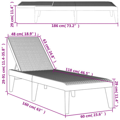 vidaXL Sun Lounger | White | 100% Polypropylene | Standard | Height-Adjustable