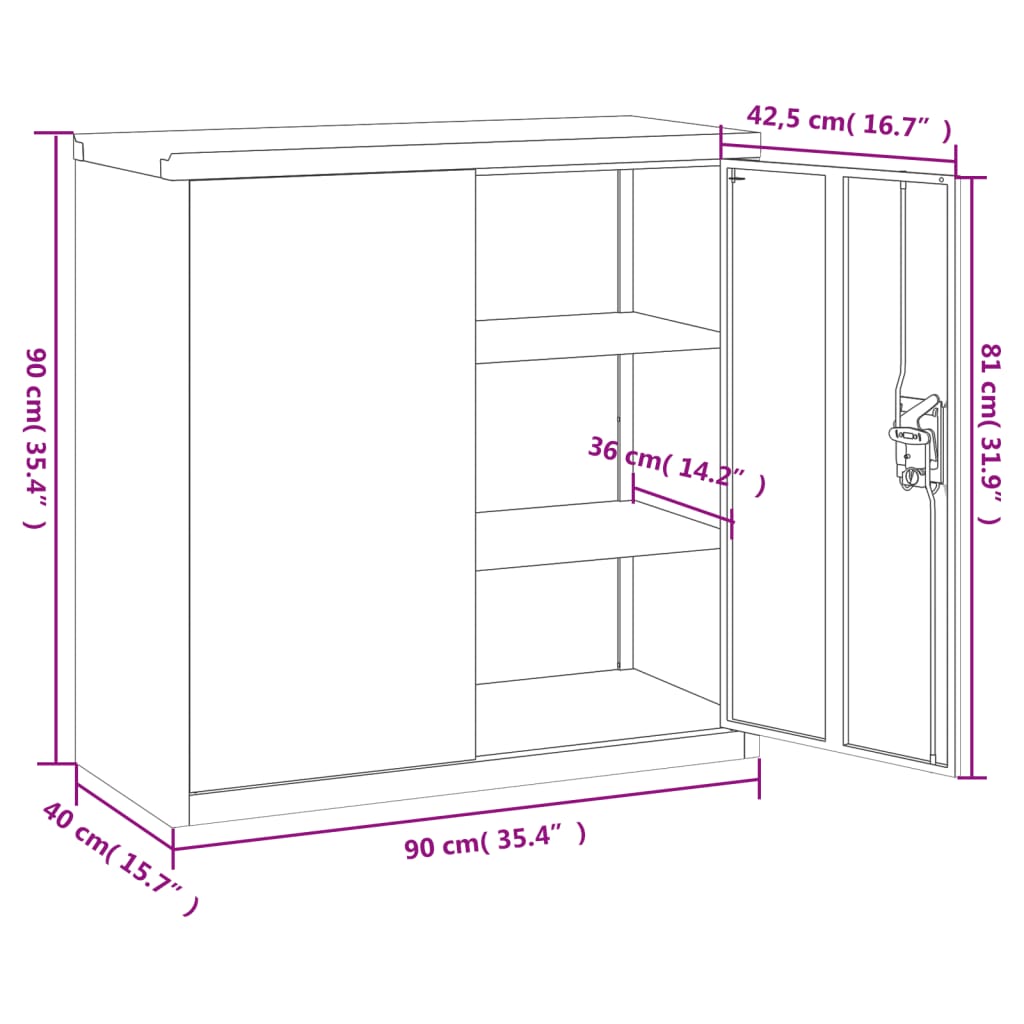 vidaXL File Cabinet White 90x40x90 cm Steel