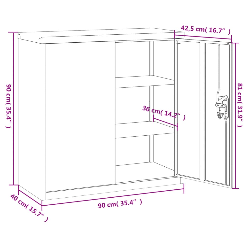 vidaXL File Cabinet Anthracite 90x40x90 cm Steel