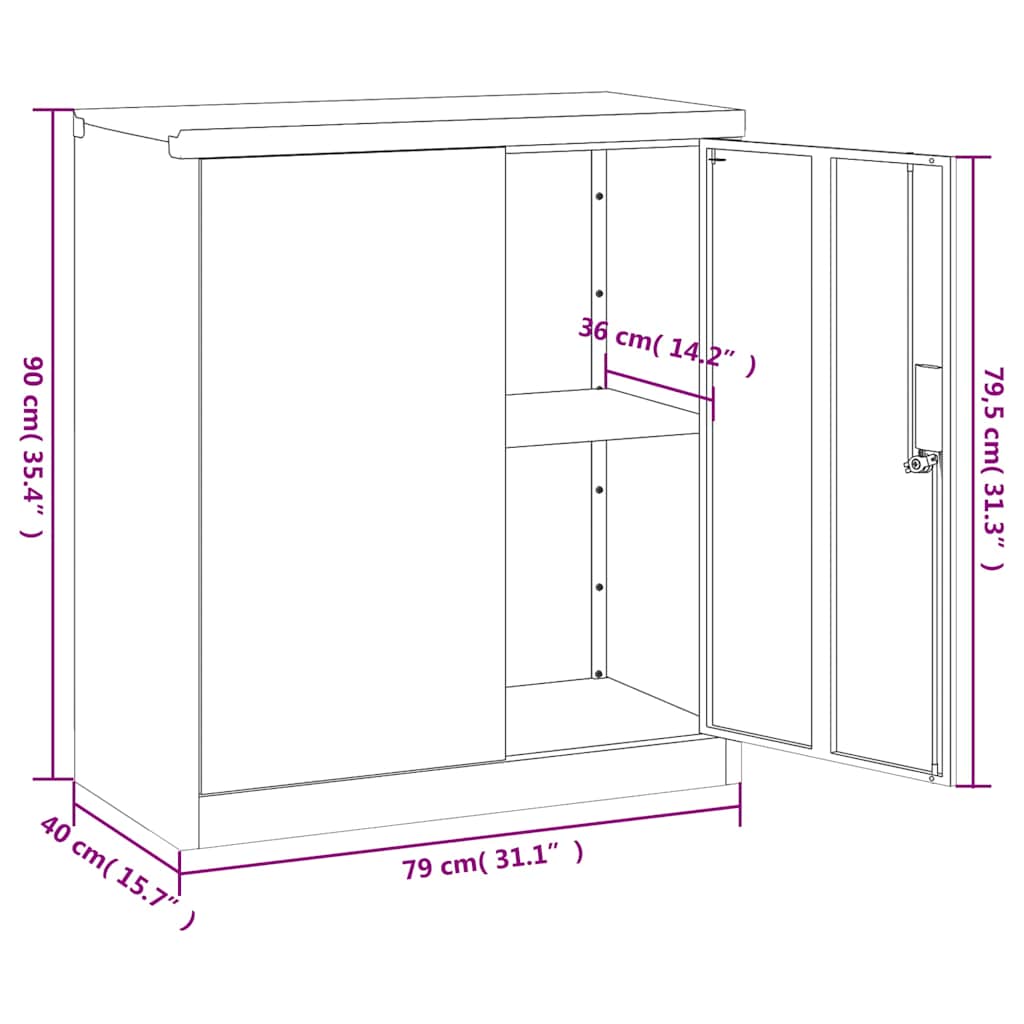 vidaXL File Cabinet White 79x40x90 cm Steel