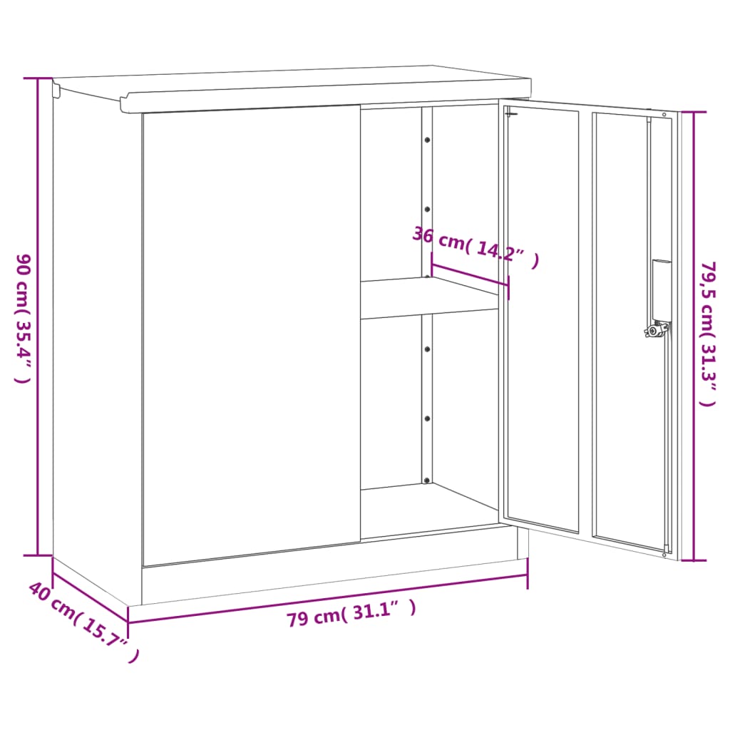 vidaXL File Cabinet Light Grey 79x40x90 cm Steel