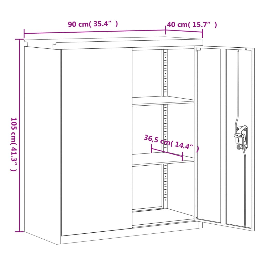 vidaXL File Cabinet White 90x40x105 cm Steel