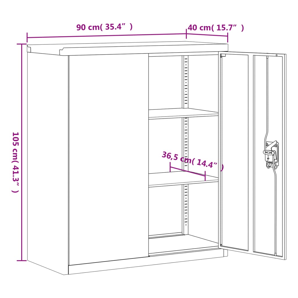 vidaXL File Cabinet Anthracite 90x40x105 cm Steel