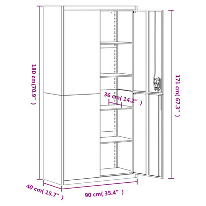 vidaXL File Cabinet White 90x40x180 cm Steel