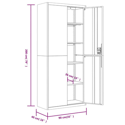 vidaXL File Cabinet White 90x40x200 cm Steel