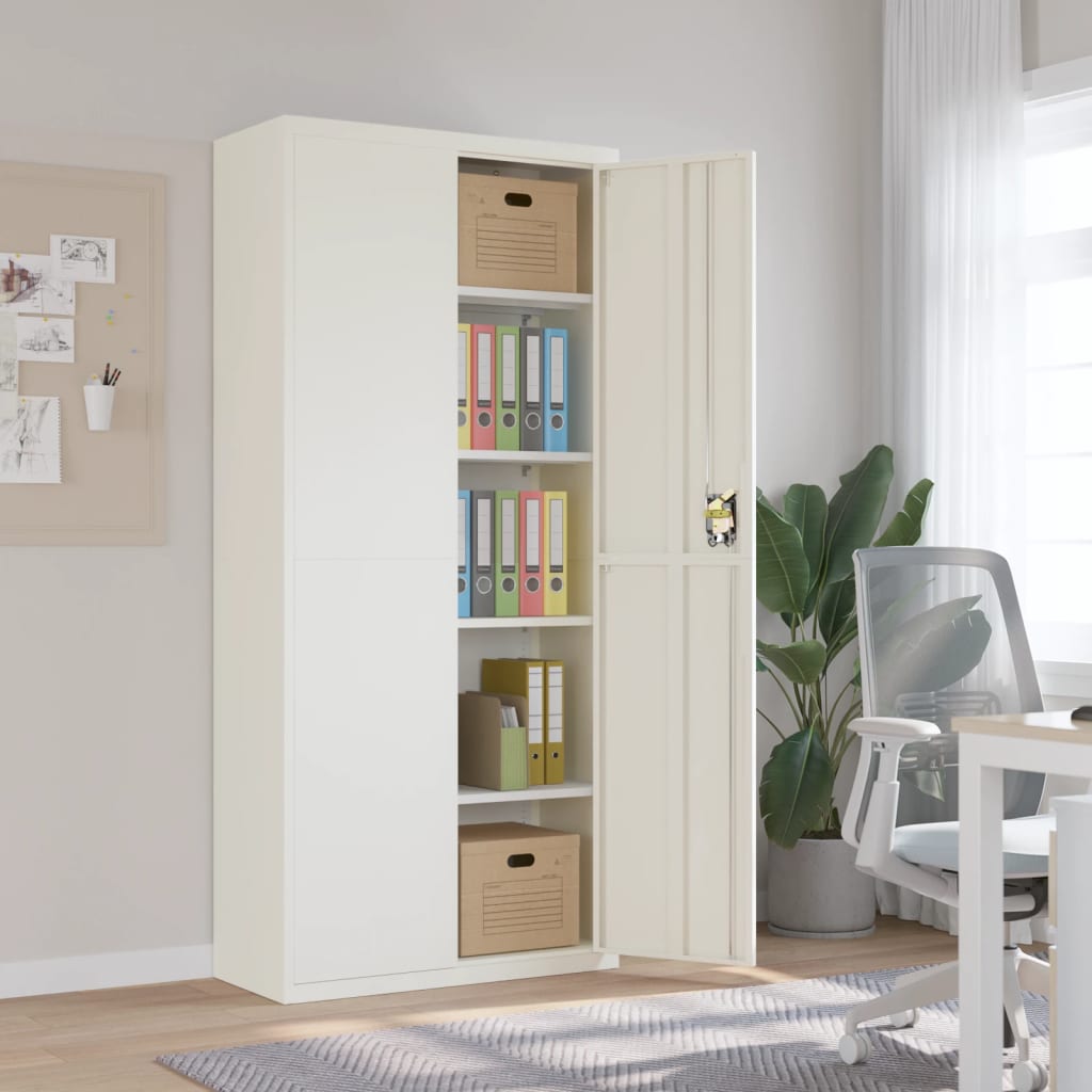 vidaXL File Cabinet White 90x40x200 cm Steel