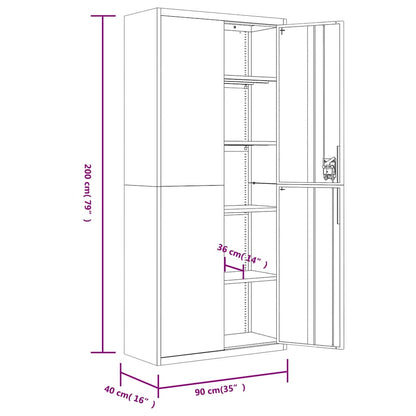 vidaXL File Cabinet Light Grey 90x40x200 cm Steel