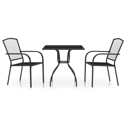 vidaXL Garden Dining Set | Anthracite | Steel | 3 Piece Set | Stackable
