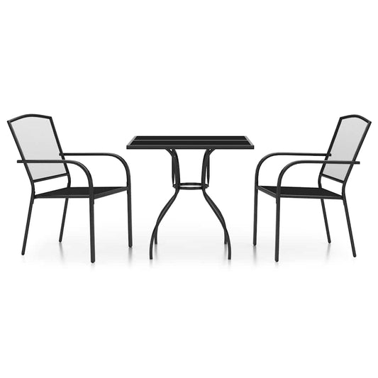 vidaXL Garden Dining Set | Anthracite | Steel | 3 Piece Set | Stackable