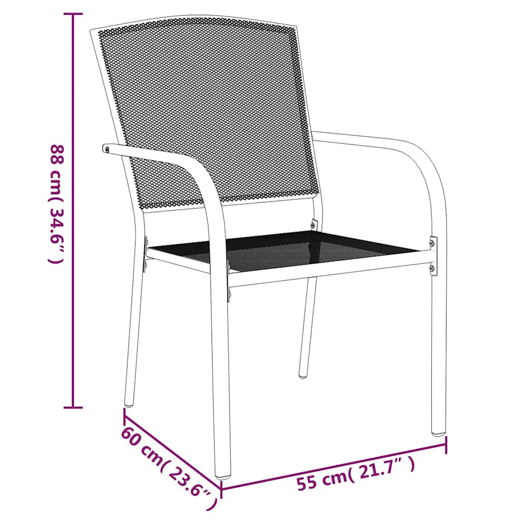 vidaXL Garden Dining Set | Anthracite | Steel | 3 Piece Set | Stackable