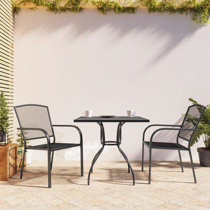 vidaXL Garden Dining Set | Anthracite | Steel | 3 Piece Set | Stackable