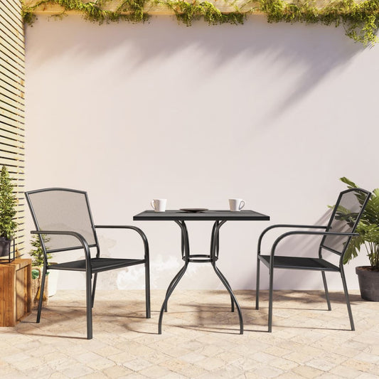 vidaXL Garden Dining Set | Anthracite | Steel | 3 Piece Set | Stackable