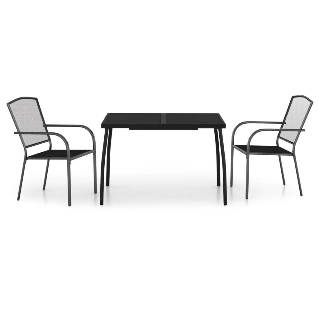 vidaXL Garden Dining Set | Anthracite | Powder-Coated Steel | Medium | Stackable