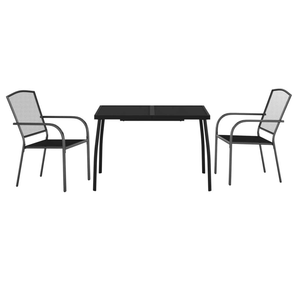 vidaXL Garden Dining Set | Anthracite | Powder-Coated Steel | Medium | Stackable