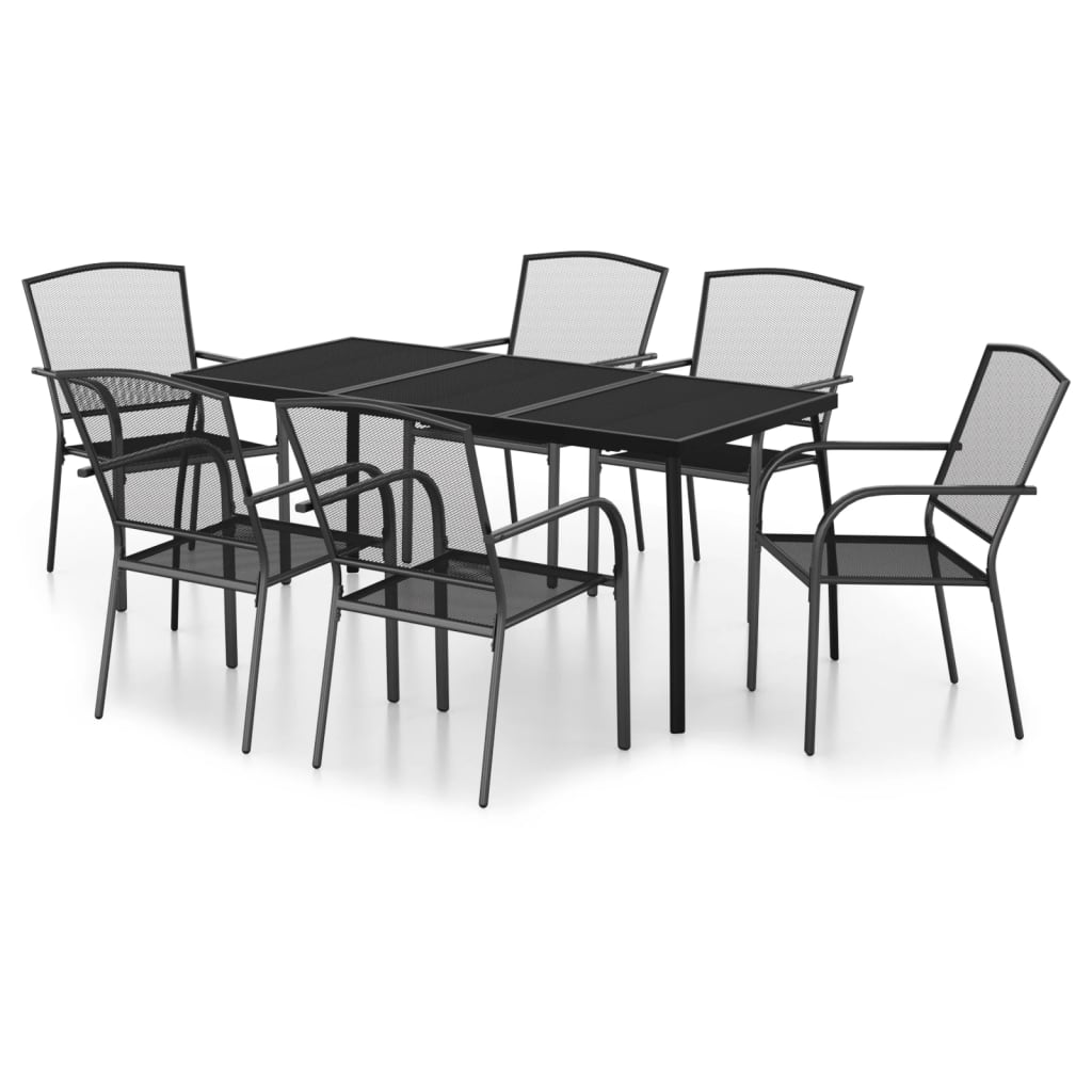 vidaXL Garden Dining Set | Anthracite | Steel | Medium | Stackable