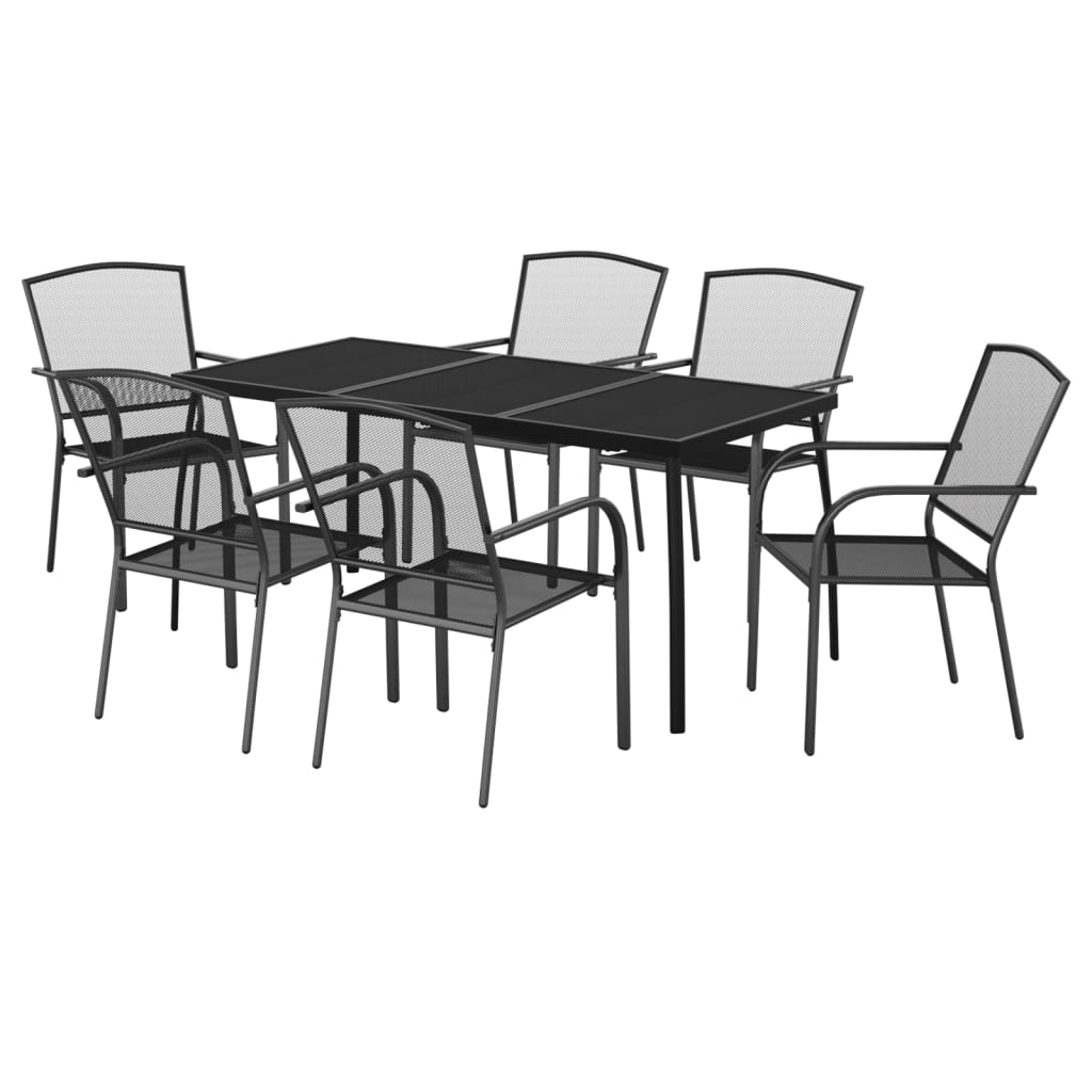 vidaXL Garden Dining Set | Anthracite | Steel | Medium | Stackable