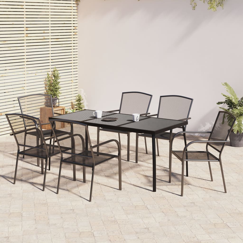 vidaXL Garden Dining Set | Anthracite | Steel | Medium | Stackable