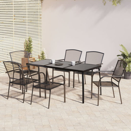 vidaXL Garden Dining Set | Anthracite | Steel | Medium | Stackable
