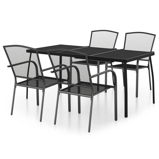 vidaXL Garden Dining Set | Anthracite | Steel | Medium | Stackable