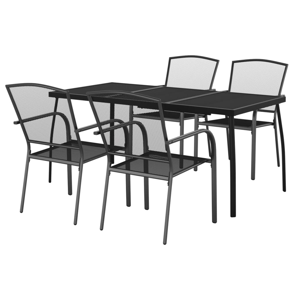 vidaXL Garden Dining Set | Anthracite | Steel | Medium | Stackable