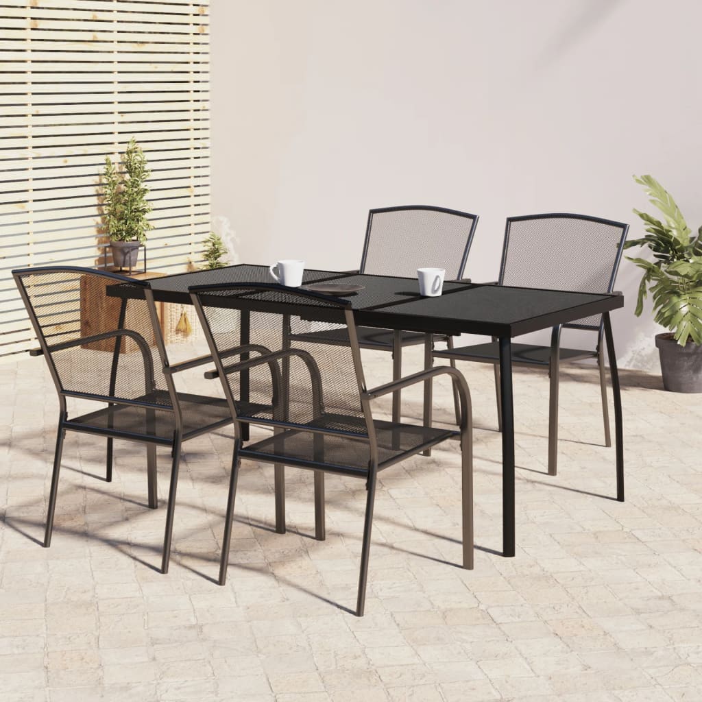 vidaXL Garden Dining Set | Anthracite | Steel | Medium | Stackable