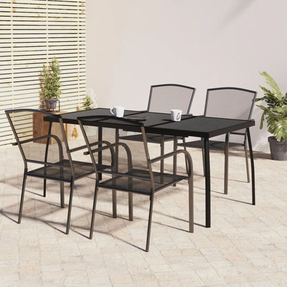 vidaXL Garden Dining Set | Anthracite | Steel | Medium | Stackable
