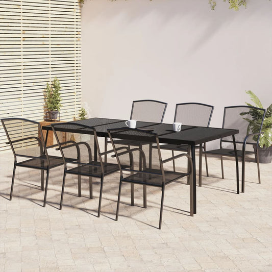vidaXL Garden Dining Set | Anthracite | Steel | 200 x 100 x 72 cm | Stackable