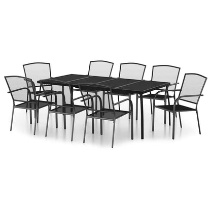 vidaXL Garden Dining Set | Anthracite | Steel | Large | Stackable
