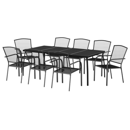 vidaXL Garden Dining Set | Anthracite | Steel | Large | Stackable