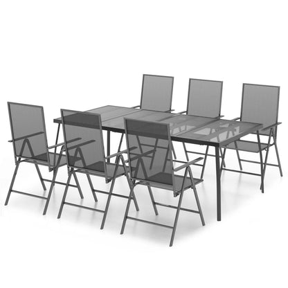 vidaXL Garden Dining Set | Anthracite | Powder-Coated Steel | 200 x 100 x 72 cm