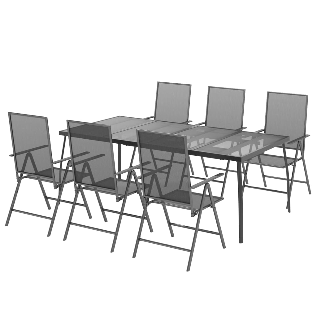 vidaXL Garden Dining Set | Anthracite | Powder-Coated Steel | 200 x 100 x 72 cm