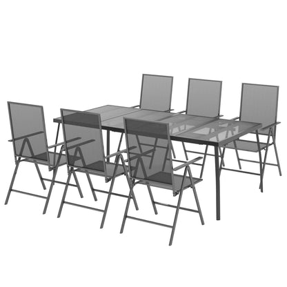 vidaXL Garden Dining Set | Anthracite | Powder-Coated Steel | 200 x 100 x 72 cm