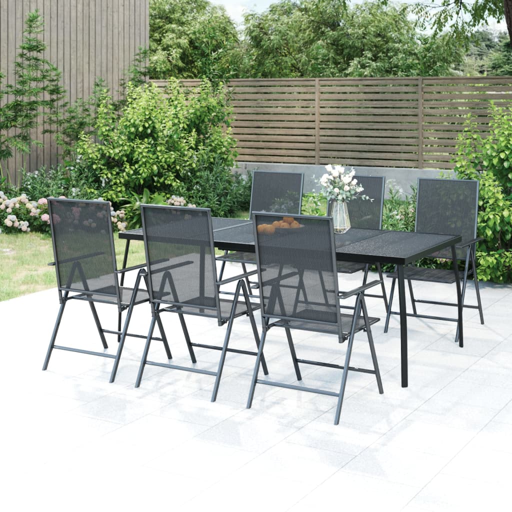 vidaXL Garden Dining Set | Anthracite | Powder-Coated Steel | 200 x 100 x 72 cm