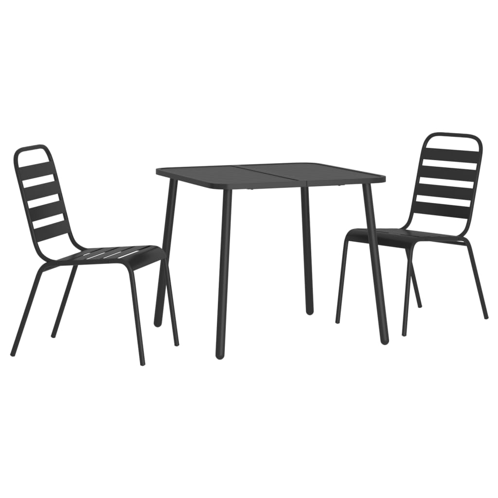 vidaXL Garden Dining Set | Anthracite | Steel | Small | Stackable