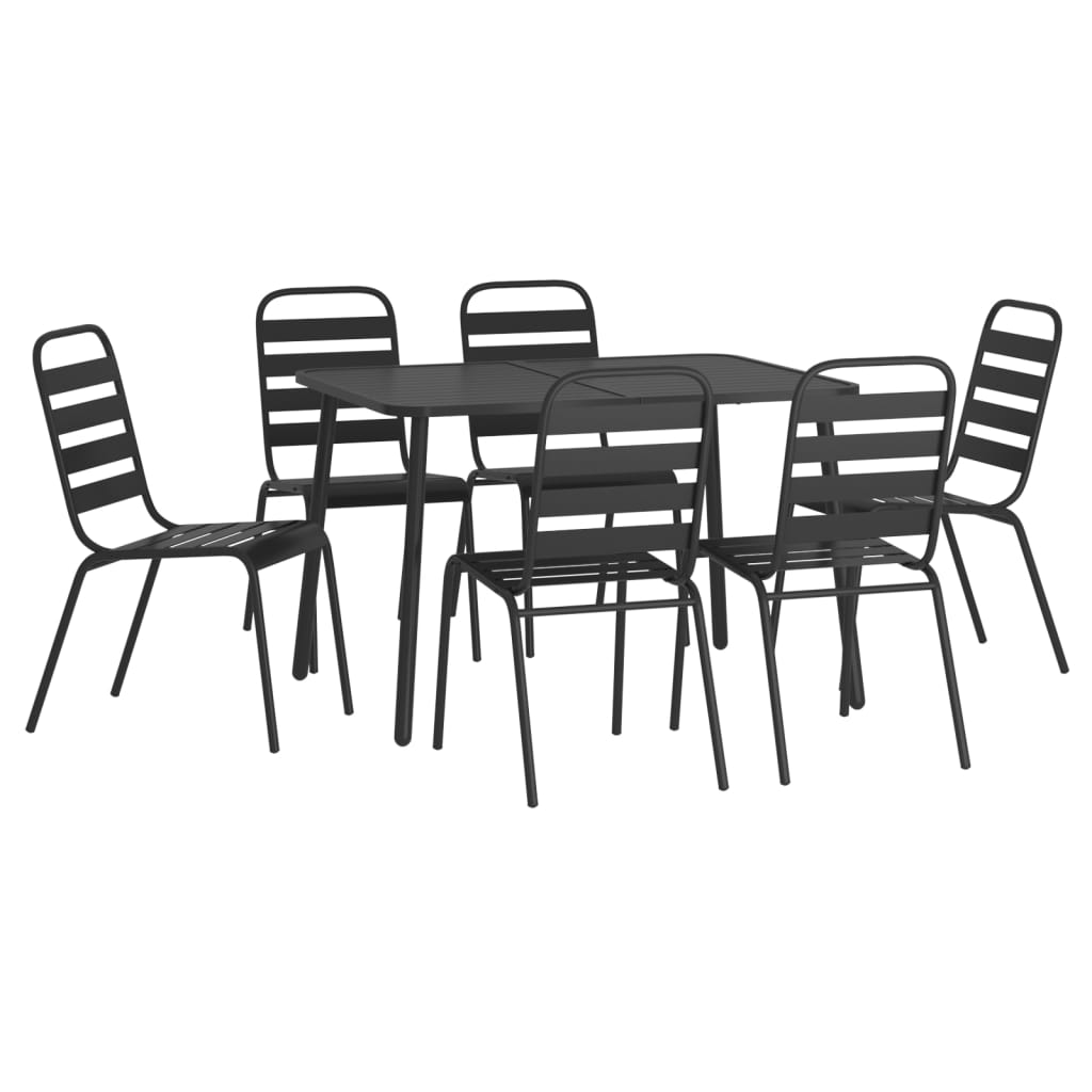 vidaXL 7 Piece Garden Dining Set Anthracite Steel