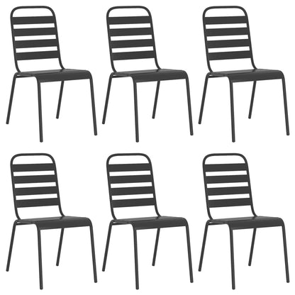 vidaXL 7 Piece Garden Dining Set Anthracite Steel