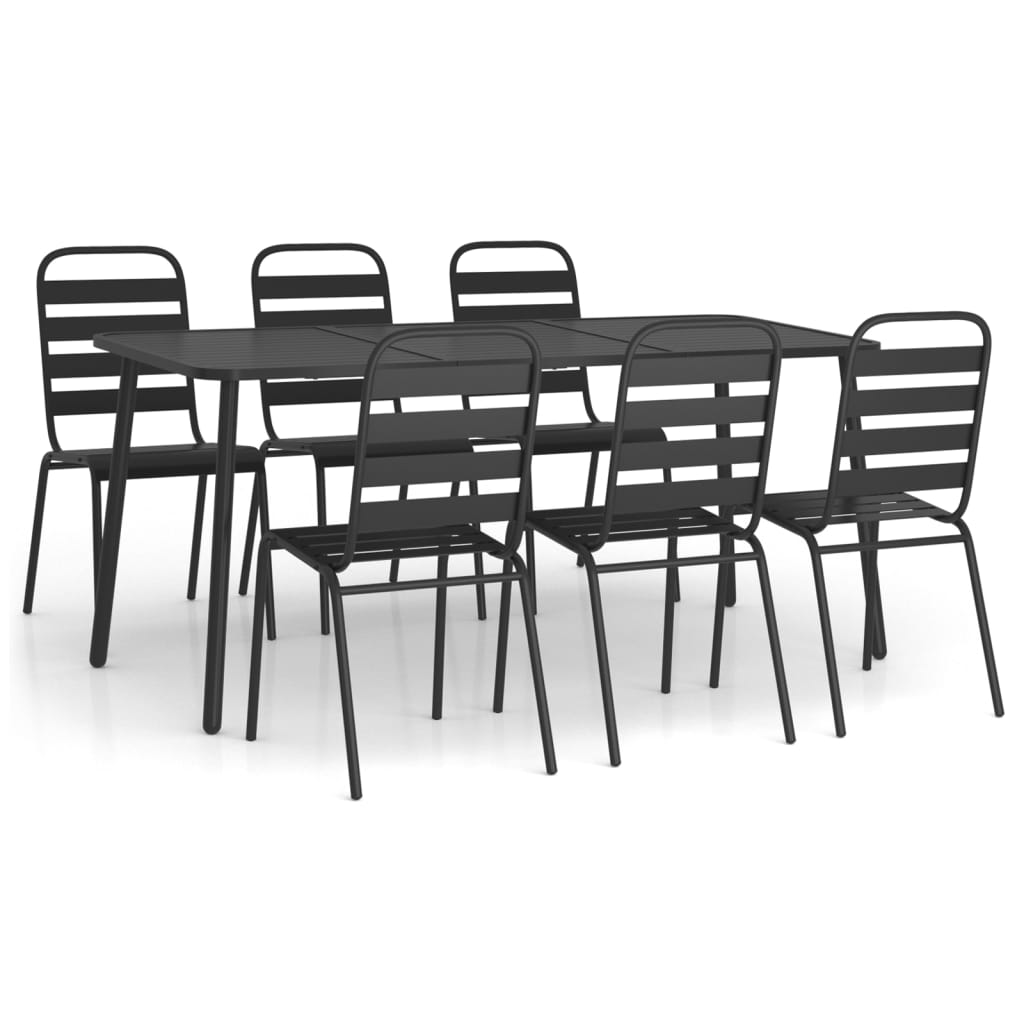 vidaXL Garden Dining Set | Anthracite | Steel | Medium | Stackable