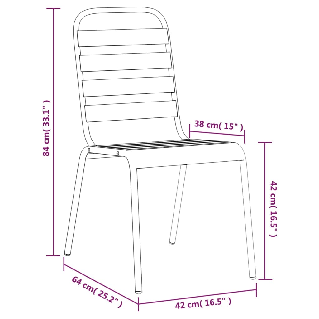 vidaXL Garden Dining Set | Anthracite | Steel | Medium | Stackable