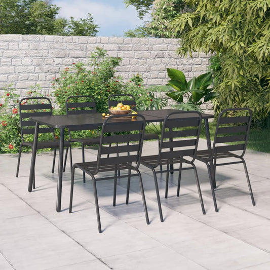vidaXL Garden Dining Set | Anthracite | Steel | Medium | Stackable