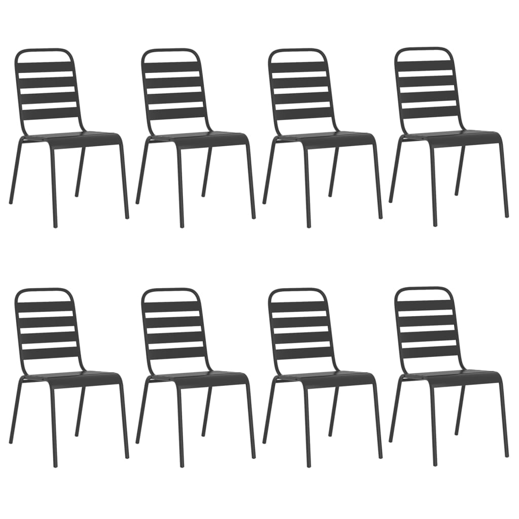 vidaXL 9 Piece Garden Dining Set Anthracite Steel