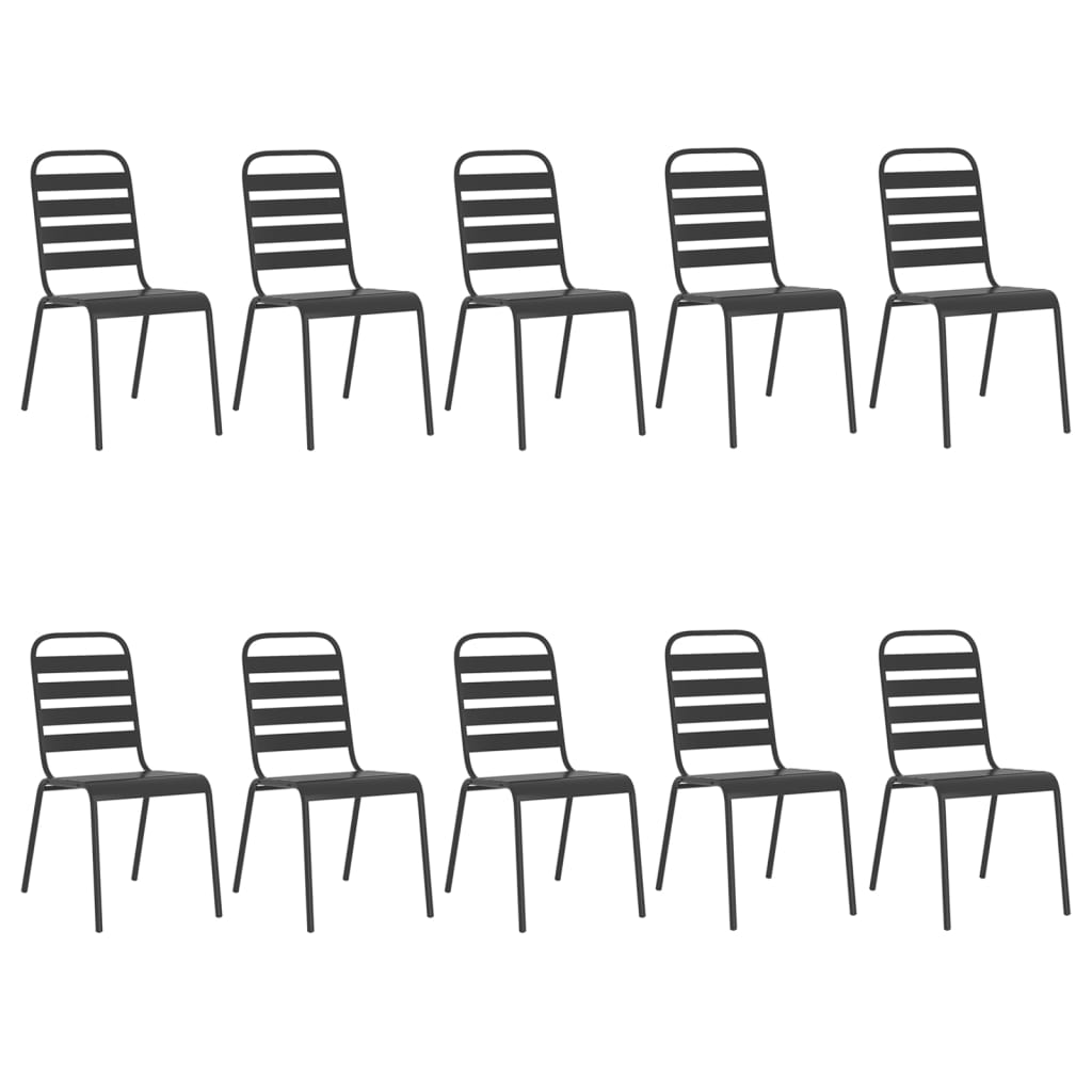 vidaXL Garden Dining Set | Anthracite | Powder-Coated Steel | Large | Stackable