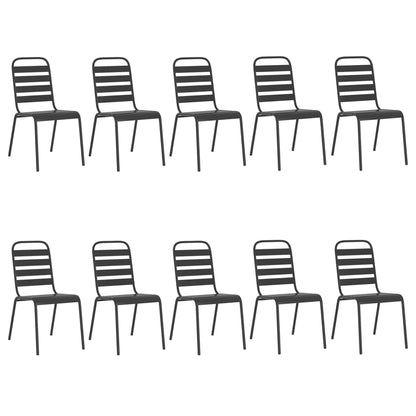 vidaXL Garden Dining Set | Anthracite | Powder-Coated Steel | Large | Stackable