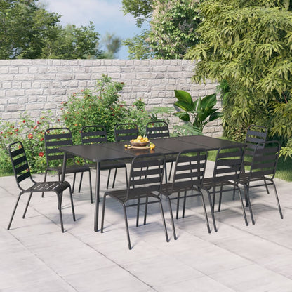 vidaXL Garden Dining Set | Anthracite | Powder-Coated Steel | Large | Stackable