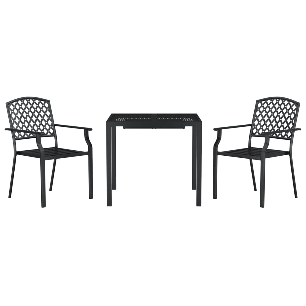 vidaXL 3 Piece Garden Dining Set Anthracite Steel