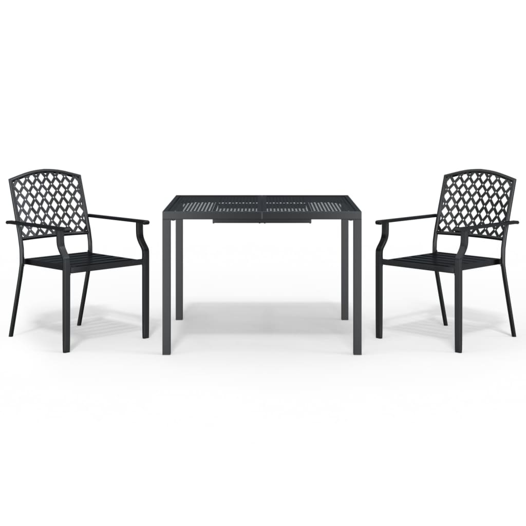 vidaXL 3 Piece Garden Dining Set Anthracite Steel