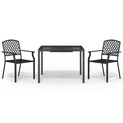 vidaXL 3 Piece Garden Dining Set Anthracite Steel